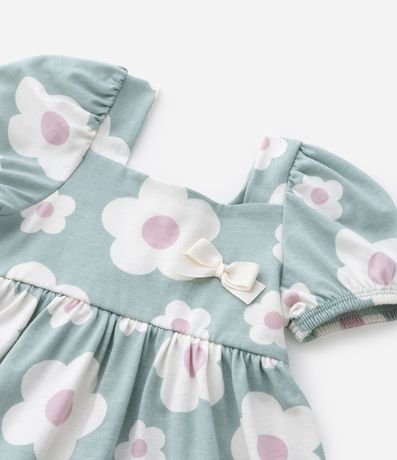 Vestido Infantil con Manga Abullonada y Estampa Floral - Talle 0 a 18 meses 8