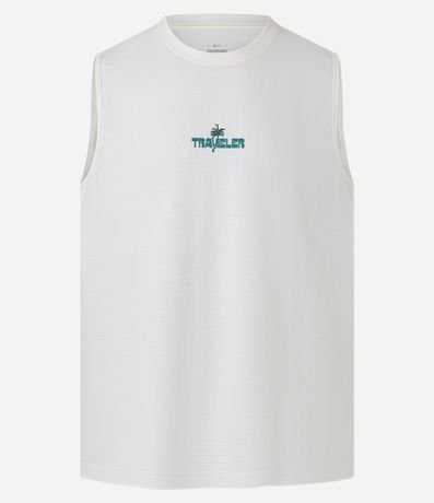 Musculosa Comfort en Algodón con Textura y Estampa Lettering Palmeras 5