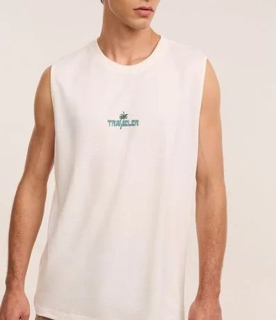 Musculosa Comfort en Algodón con Textura y Estampa Lettering Palmeras 3