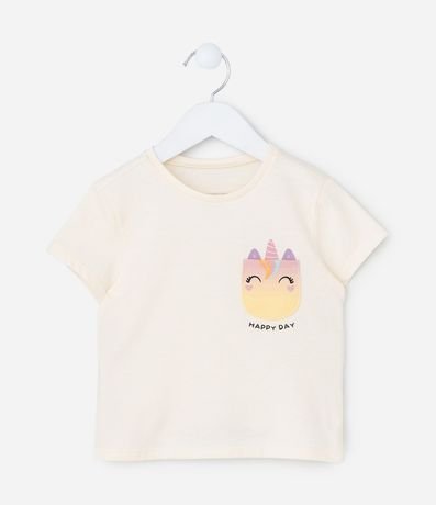 Blusa Infantil con Pequeño Bolsillo Estampado de Unicórnio - Talle 1 a 6 años