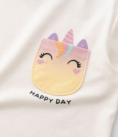 Blusa Infantil con Pequeño Bolsillo Estampado de Unicórnio - Talle 1 a 6 años 4
