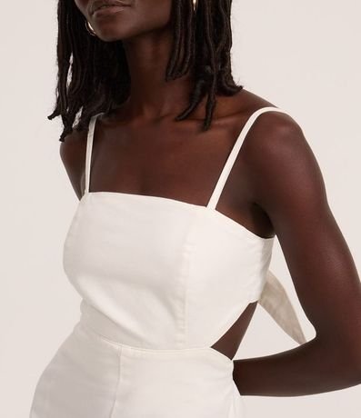 Mono Largo en Sarga con Recorte en la Cintura y Lazo 3