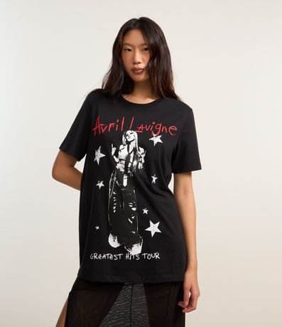 Remera Alargada en Algodón con Estampa Avril Lavigne