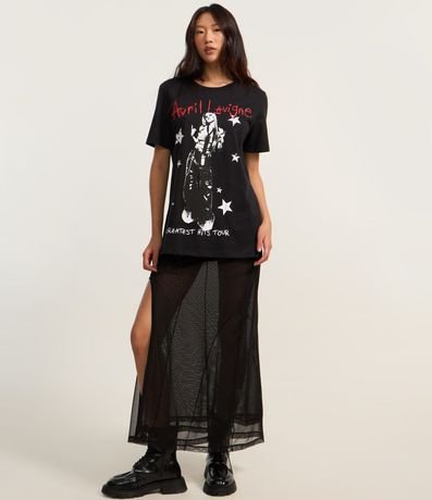 Remera Alargada en Algodón con Estampa Avril Lavigne 2