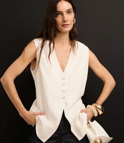 Chaleco Alargado Texturizado en Cambraia con Lazo 8