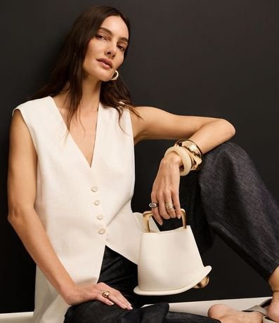 Chaleco Alargado Texturizado en Cambraia con Lazo 9