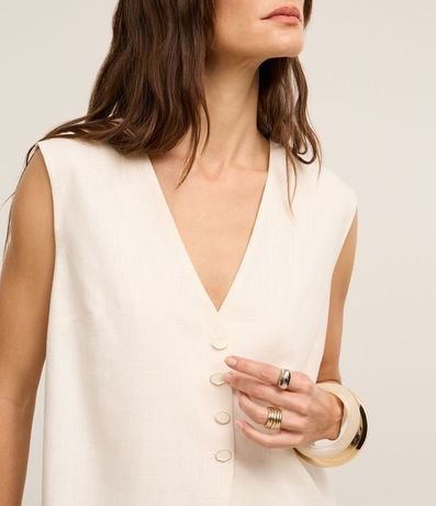 Chaleco Alargado Texturizado en Cambraia con Lazo 3