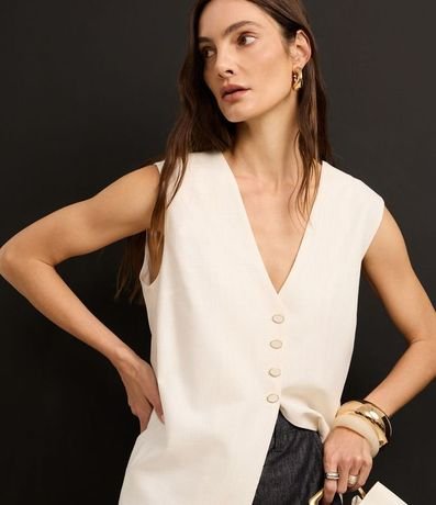 Chaleco Alargado Texturizado en Cambraia con Lazo 7