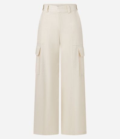 Pantalón Wide Leg en Sarga Sastrería con Bolsillo Cargo 6