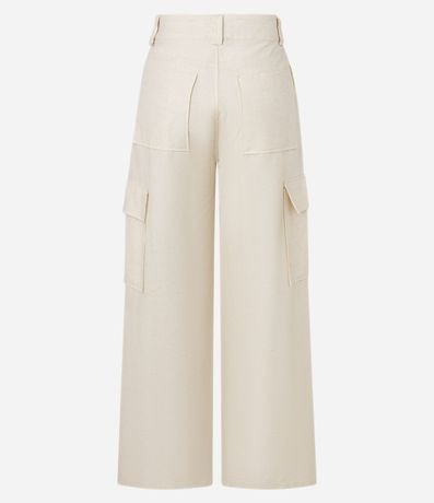 Pantalón Wide Leg en Sarga Sastrería con Bolsillo Cargo 7