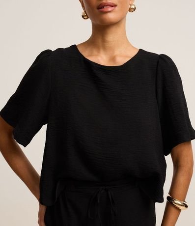 Blusa en Airflow con Manga Abullonada y Abertura Gota 4