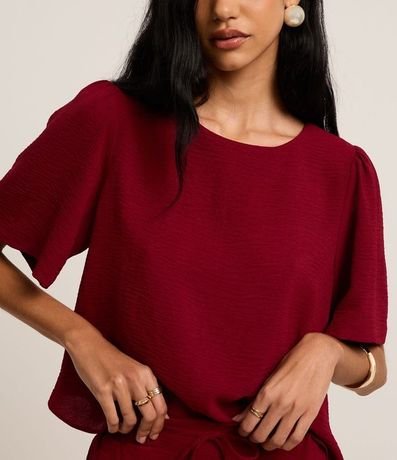 Blusa en Airflow con Manga Abullonada y Abertura Gota 7