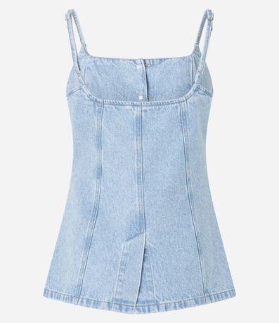 Chaleco Acinturado en Jeans con Botones y Ruedo V 8