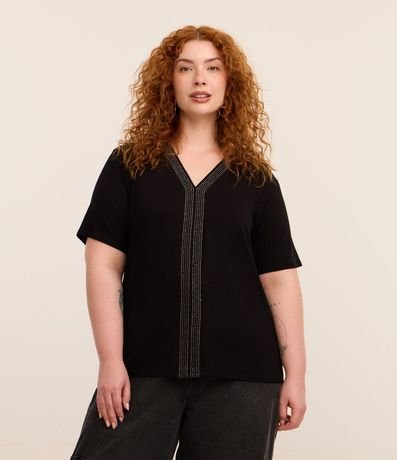 Blusa en Viscosa con Detalle con Hilo Metalizado Curve & Plus Size