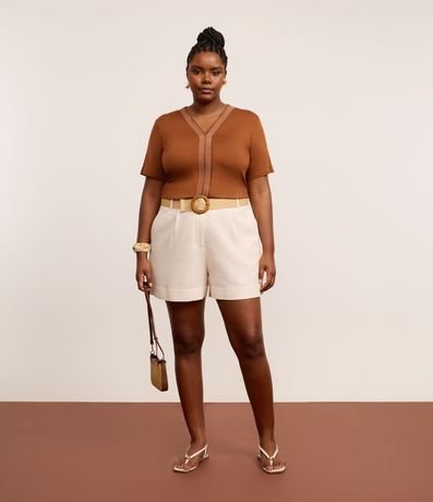 Blusa en Viscocrepe con Escote V en Retilínea Curve & Plus Size 2