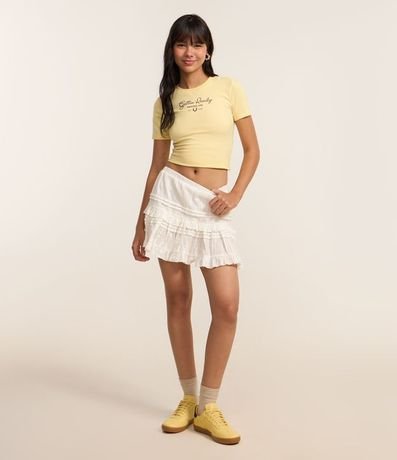 Pollera Corta con Textura y Volados