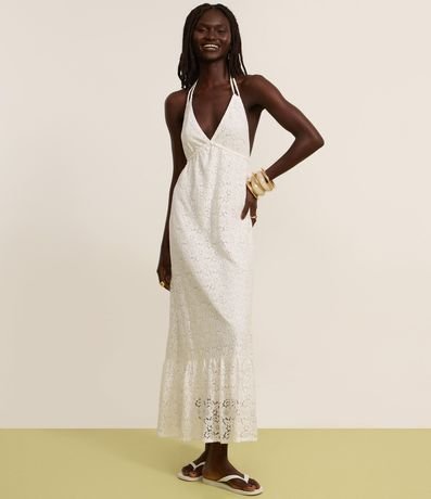 Vestido Largo Evasê con Frente Única en Encaje 4