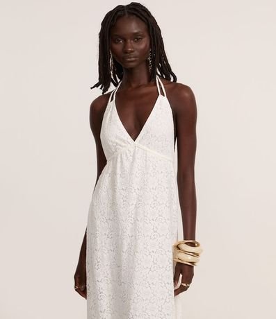 Vestido Largo Evasê con Frente Única en Encaje 2