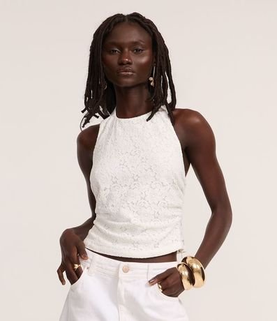 Blusa en Algodón de Encaje con Frente Única