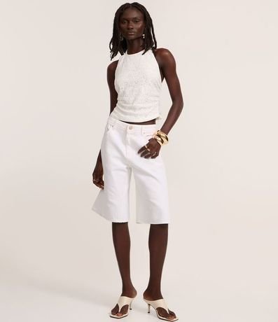 Blusa en Algodón de Encaje con Frente Única 2