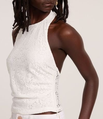 Blusa en Algodón de Encaje con Frente Única 3