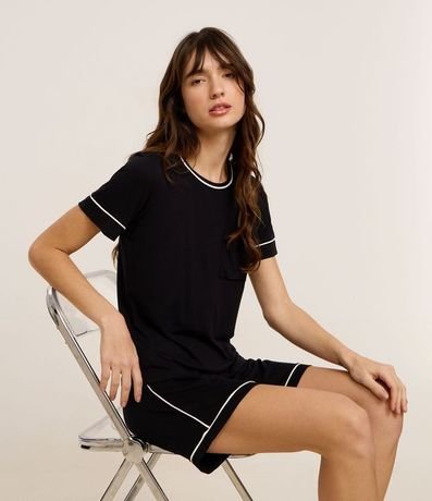 Pijama Short Doll en Viscolycra con Vieses Contrastantes