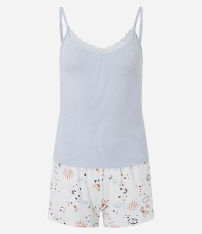 Pijama Short Doll en Rib con Breteles y Short Estampado de Amuletos 4