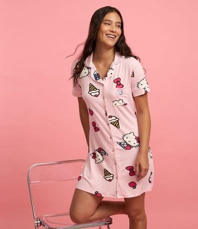 Camisón Americana Corta con Estampa de Hello Kitty y Pequeño Bolsillo 4