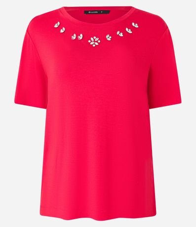 Remera T-shirt en Viscosa con Aplicación de Strass 5