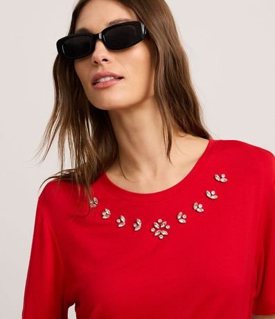 Remera T-shirt en Viscosa con Aplicación de Strass 4