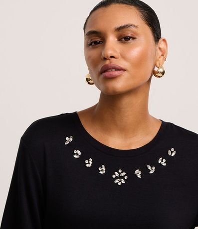 Remera T-shirt en Viscosa con Aplicación de Strass 3