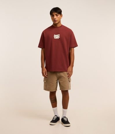 Remera Relaxed en Malla con Estampa Lettering 2