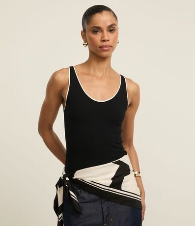 Musculosa en Rib con Bies contrastante