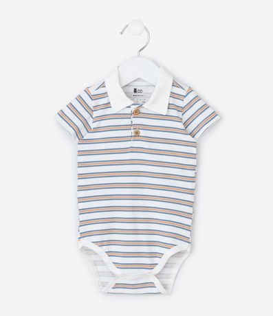 Body Infantil con Cuello Polo y Estampa Rayada - Talle 0 a 18 meses