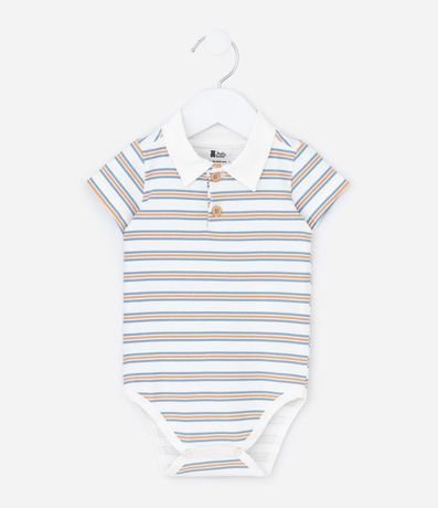 Body Infantil con Cuello Polo y Estampa Rayada - Talle 0 a 18 meses