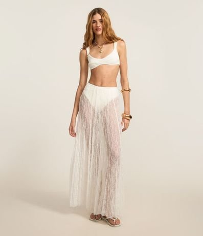 Pollera Evasê New Midi con Encaje Texturizada 2