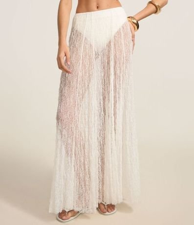 Pollera Evasê New Midi con Encaje Texturizada 4