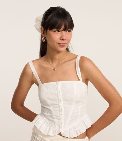 Blusa Corset en Laise con Bordado de Flores