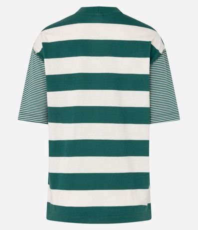 Remera T-Shirt Rayada en Algodón con Costura Aparente 6