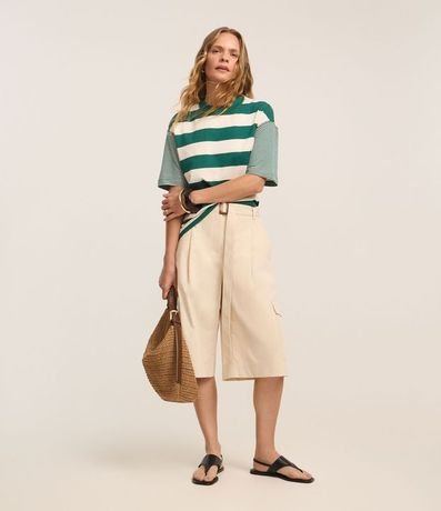 Remera T-Shirt Rayada en Algodón con Costura Aparente 2