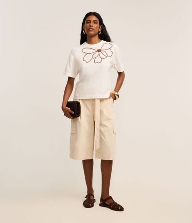 Blusa Boxy en Algodón con Bordado Floral 2