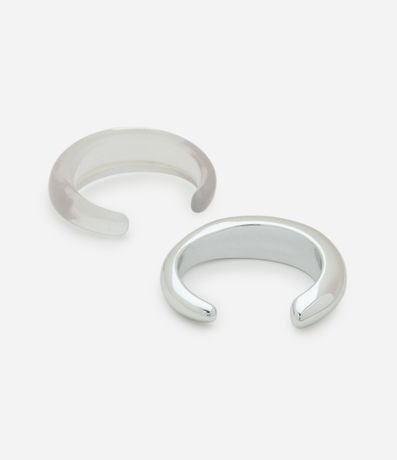 Kit 02 Braceletes Rígidos Orgánicos en Metal y Resina 3