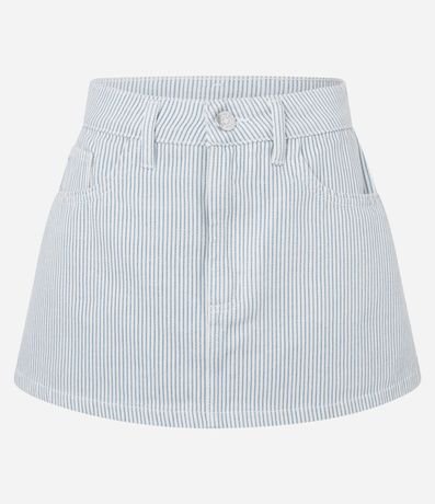 Short Pollera en Sarga con Estampa Rayada 5