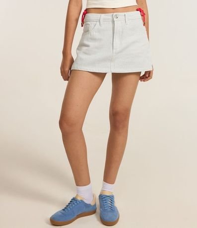 Short Pollera en Sarga con Estampa Rayada 3