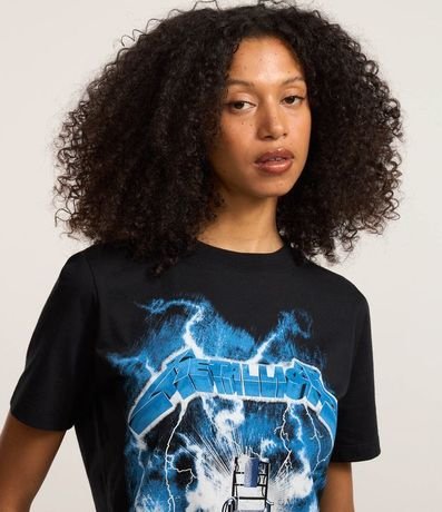 Remera alargada en Algodón com Estampa Banda Metallica 3