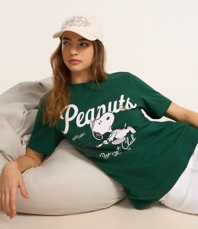 Remera Alargada en Algodón con Estampa Delantera Peanuts 1