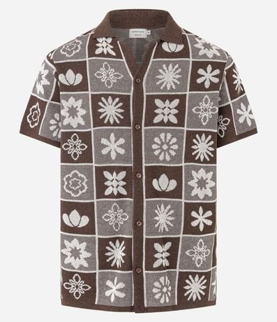 Camisa en Algodón con Estampa Cuadriculada y Texturizada 5