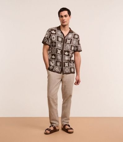 Camisa en Algodón con Estampa Cuadriculada y Texturizada 2