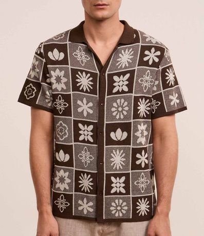 Camisa en Algodón con Estampa Cuadriculada y Texturizada 3