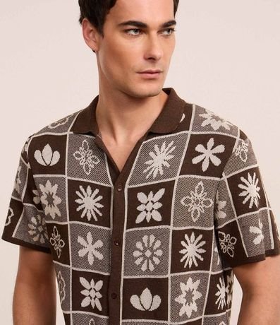 Camisa en Algodón con Estampa Cuadriculada y Texturizada 4